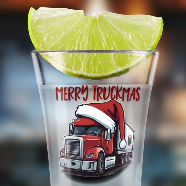 Funny Christmas Semi Transport Truckmas Schnapsglas (Merry Truckmas! A transport themed stocking stuffer.)