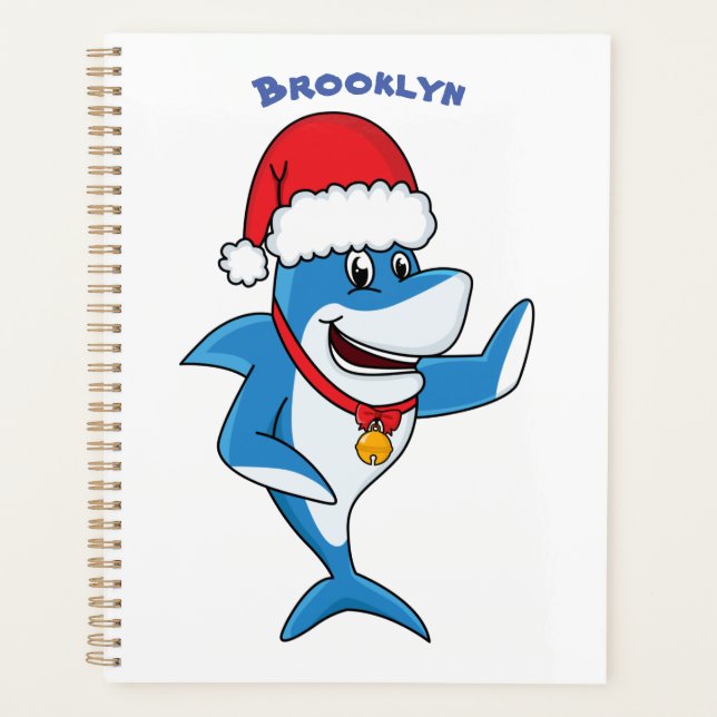 Funny Christmas shark cartoon illustration Planer (Vorderseite)