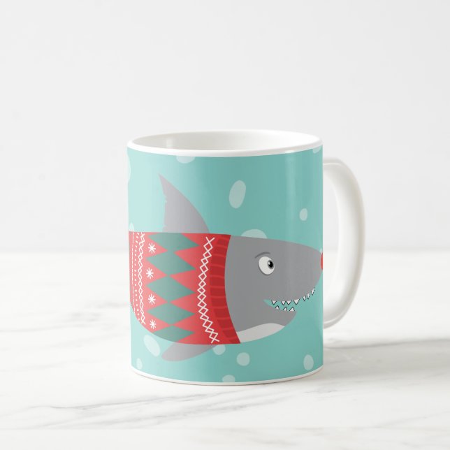 Funny Christmas Shark Coffee Tasse (VorderseiteRechts)