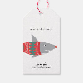 Funny Christmas Shark Geschenktag Geschenkanhänger