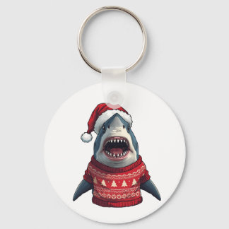 Funny Christmas Shark Ugly Sweater T-Shirt  Schlüsselanhänger