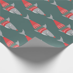 Funny Christmas Shark Wrapping Paper Geschenkpapier