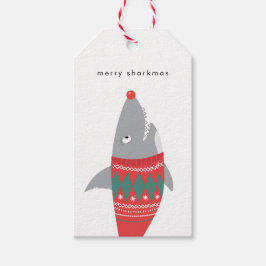 Funny Christmas SharkGift Tag Geschenkanhänger