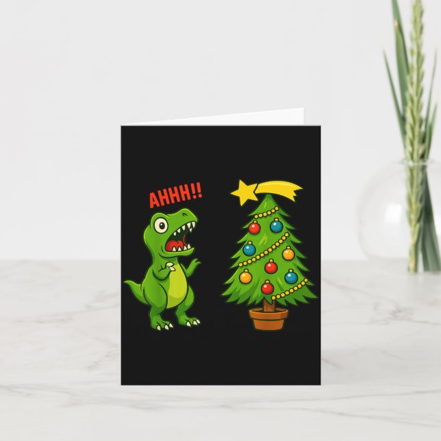 Funny Christmas Shirt Kids Boys Christmas Dinosaur Karte (Vorderseite)
