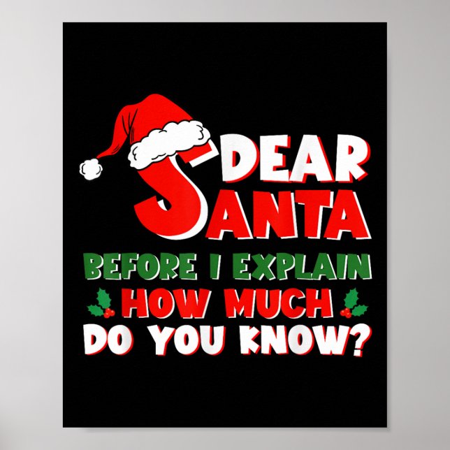 Funny Christmas Shirts Kids Adults Santa I Can Exp Poster (Vorne)