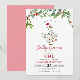Funny Christmas Silly Goose Berries 1st Birthday Einladung