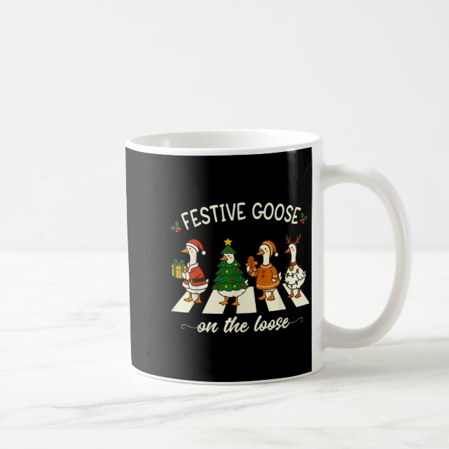 Funny Christmas Silly Goose Meme Festive Goose On  Kaffeetasse (Rechts)