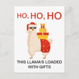Funny Christmas Simple Disco Santa Llama Feiertagspostkarte