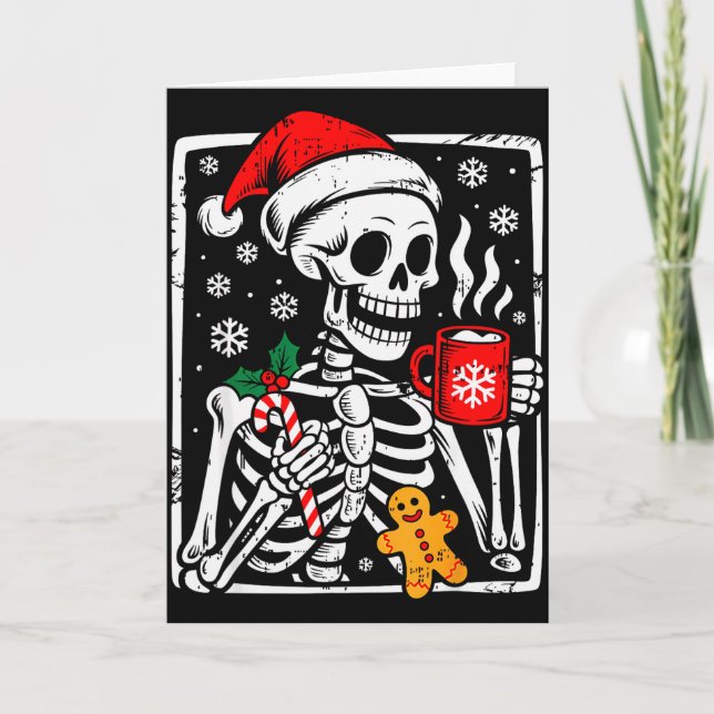 Funny Christmas Skeleton Hot Chocolate Xmas Men Wo Karte (Vorderseite)