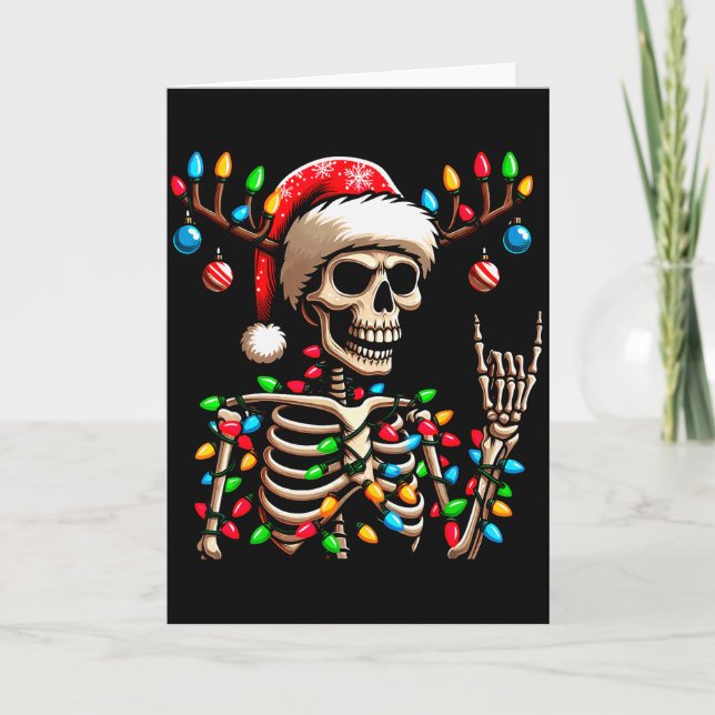 Funny Christmas Skeleton Santa Hat Xmas Vibes For  Karte (Vorderseite)