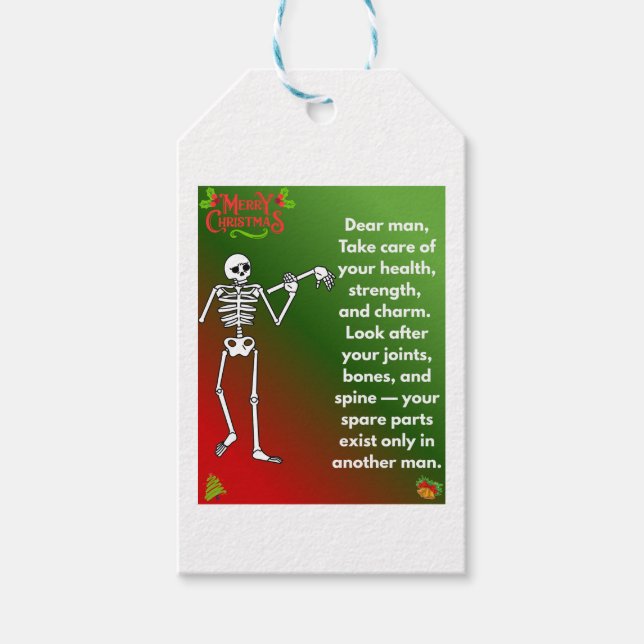 Funny Christmas Skeleton Wishes for man Geschenkanhänger (Vorderseite)