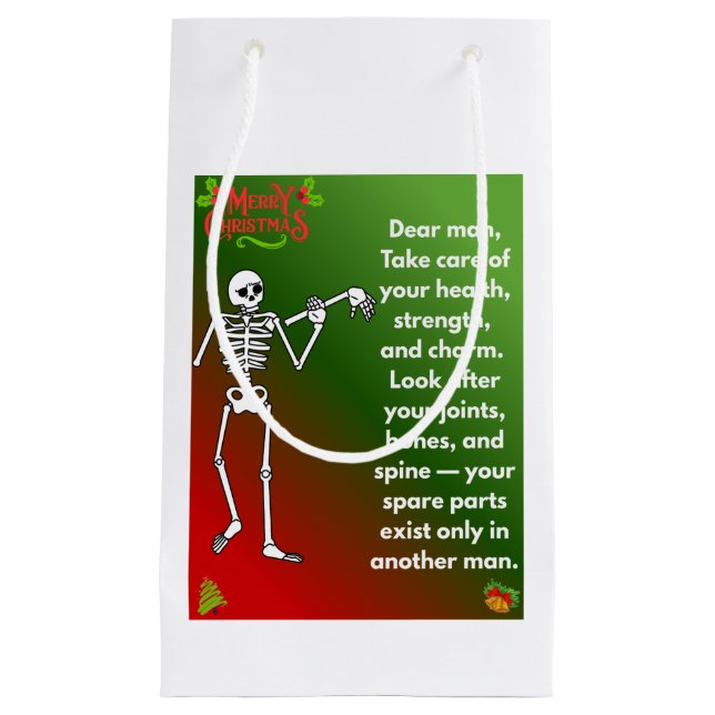 Funny Christmas Skeleton Wishes for man Kleine Geschenktüte (Vorderseite)