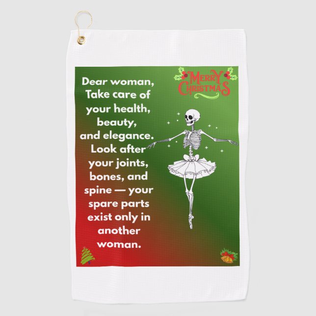 Funny Christmas Skeleton Wishes for woman Holiday  Golfhandtuch (Vorderseite)