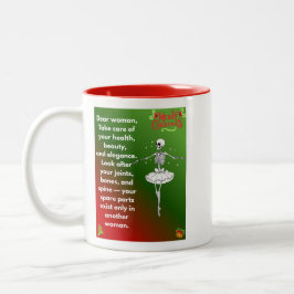 Funny Christmas Skeleton Wishes for woman Holiday  Zweifarbige Tasse