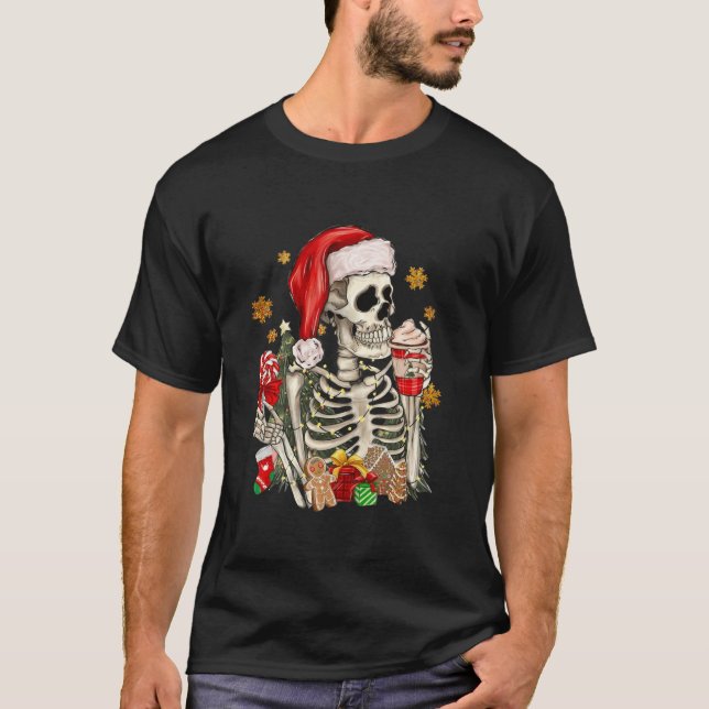Funny Christmas Skeletts Eisdiele Western T-Shirt (Vorderseite)