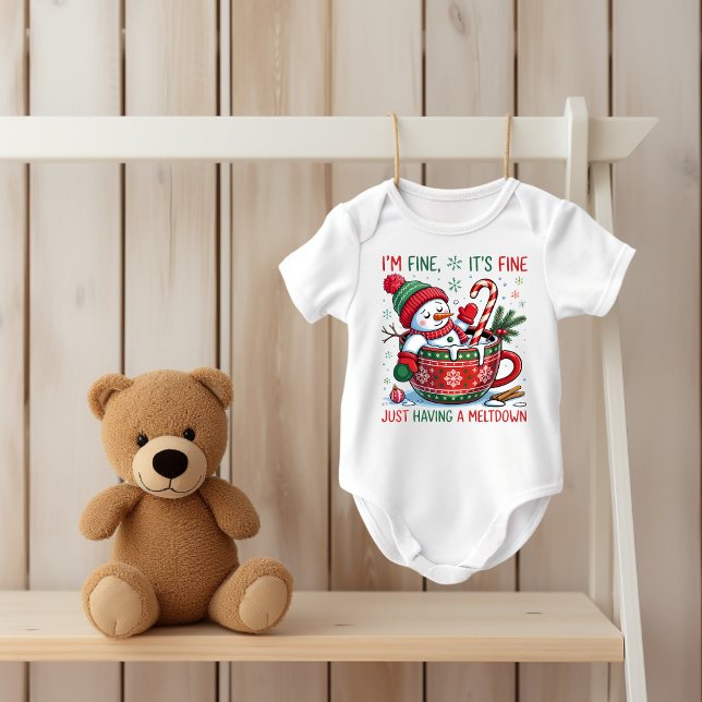 Funny Christmas Snowman Baby Bodysuit Baby Strampler (Customize this cute Funny Christmas Snowman baby bodysuit. )