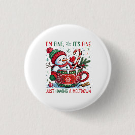 Funny Christmas Snowman Button