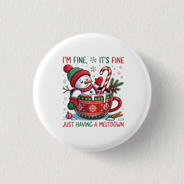 Funny Christmas Snowman Button (Vorderseite)