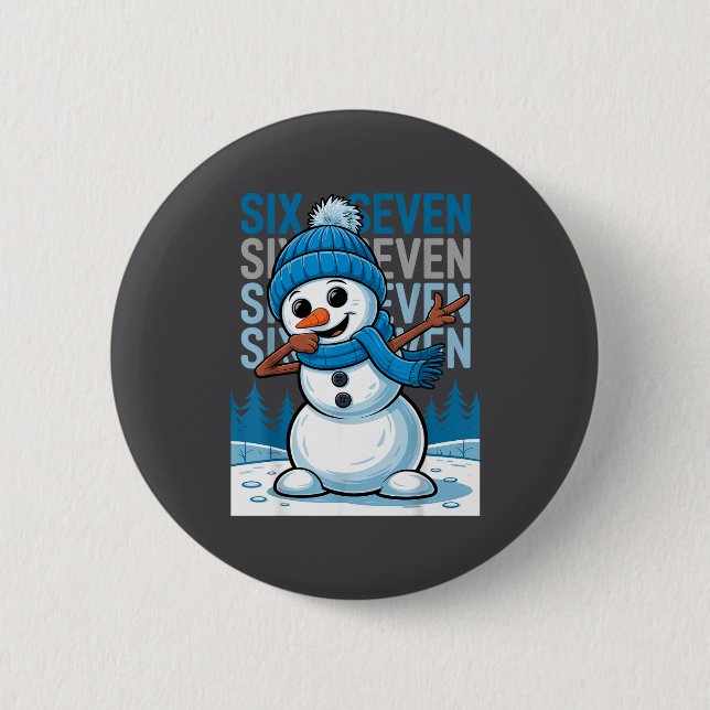 Funny Christmas Snowman Dabbing Xmas Dab Six Seven Button (Vorderseite)