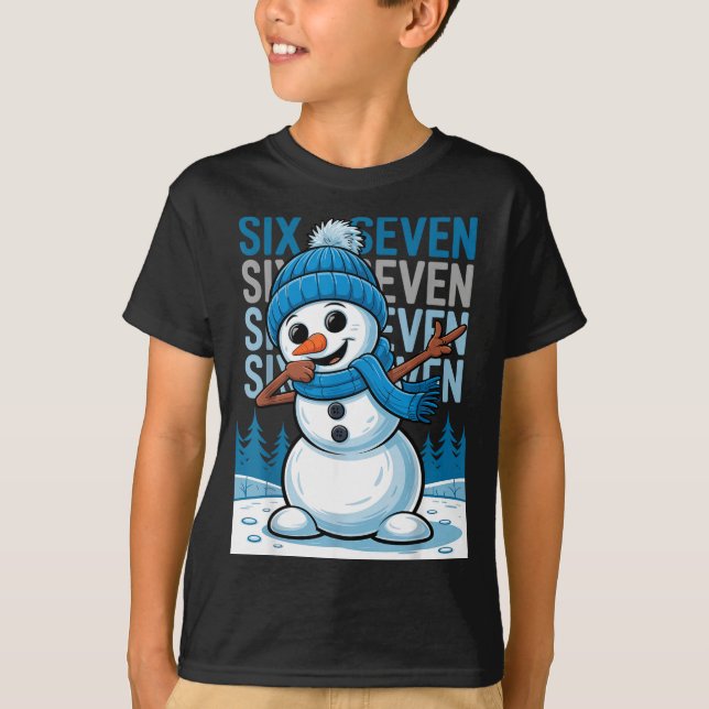 Funny Christmas Snowman Dabbing Xmas Dab Six Seven T-Shirt (Vorderseite)