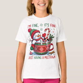 Funny Christmas Snowman Girls T-shirt