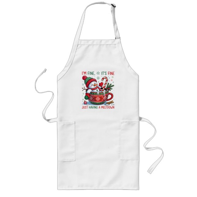 Funny Christmas Snowman Long Apron Lange Schürze (Vorne)