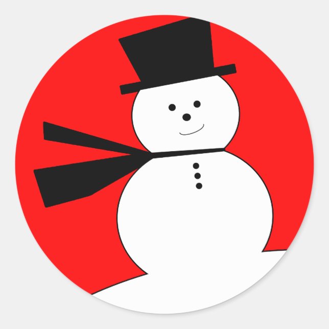 Funny Christmas Snowman mit Top Hat Runder Aufkleber (Vorderseite)