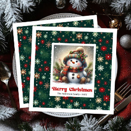 Funny Christmas Snowman Napkins Editable Kids Styl Serviette