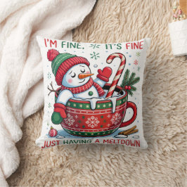 Funny Christmas Snowman Throw Pillow Kissen