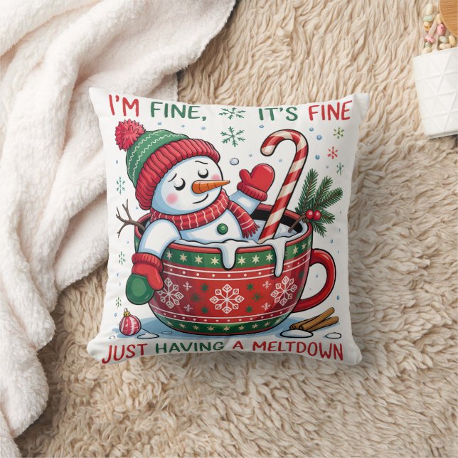 Funny Christmas Snowman Throw Pillow Kissen (Decke)