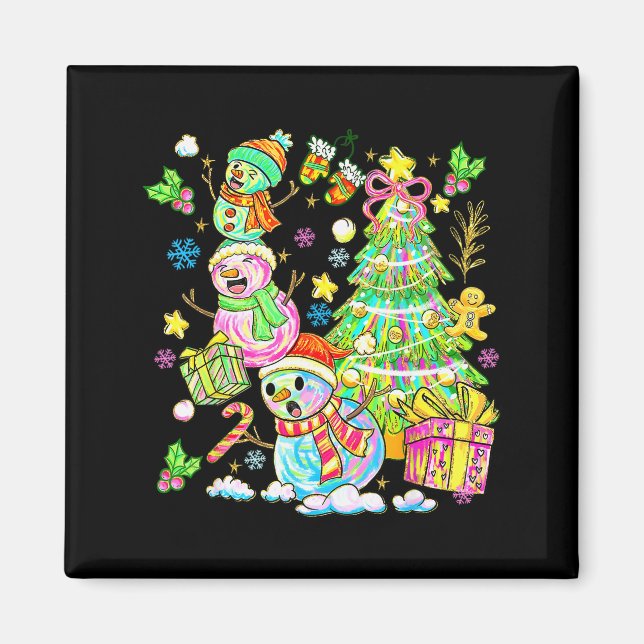 Funny Christmas Snowman Topper Tree Holiday Family Magnet (Vorne)