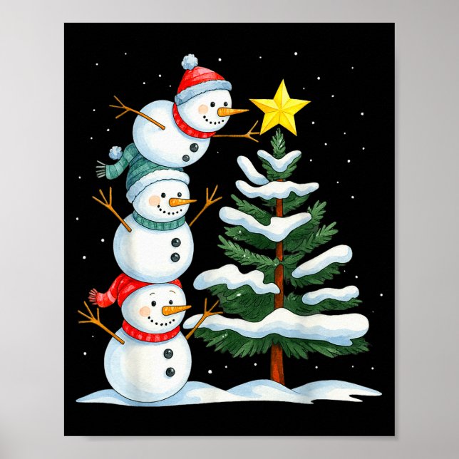 Funny Christmas Snowman Topper Tree Holiday Family Poster (Vorne)