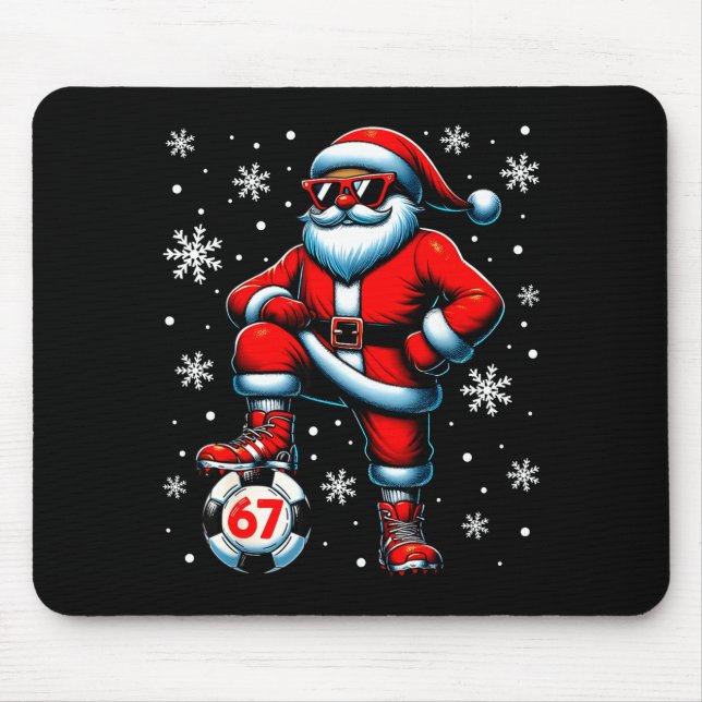 Funny Christmas Soccer Cool Santa Claus 6 7 Meme T Mousepad (Vorne)