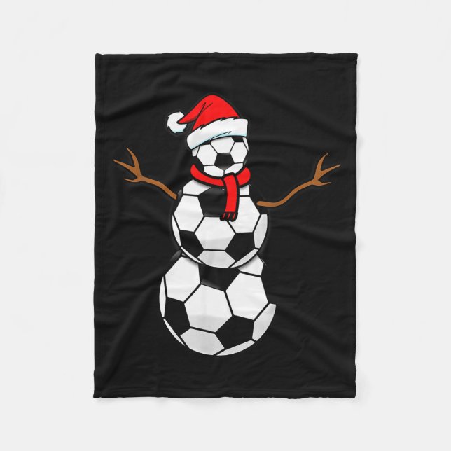 Funny Christmas Soccer Santa Snowman  Fleecedecke (Vorderseite)