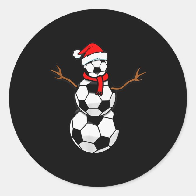 Funny Christmas Soccer Santa Snowman  Runder Aufkleber (Vorderseite)
