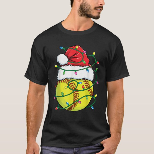 Funny Christmas Softball Weihnachtsmannmütze Women T-Shirt (Vorderseite)