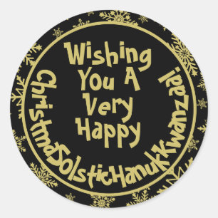 Funny Christmas Solstice Hanukkah Kwanzaa Black Runder Aufkleber