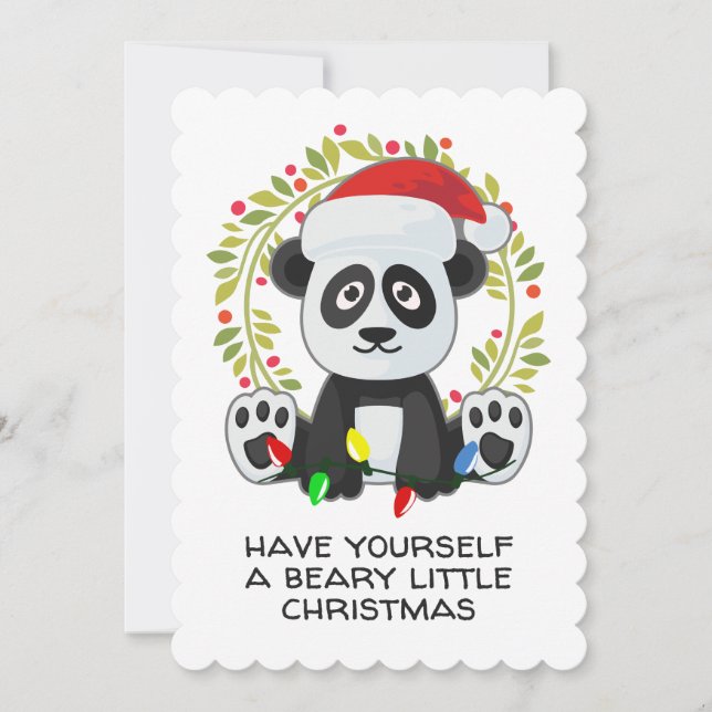 Funny Christmas Song Pun Panda Feiertagskarte (Vorderseite)