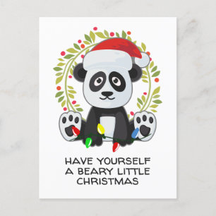 Funny Christmas Song Pun Panda Feiertagspostkarte