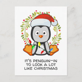 Funny Christmas Song Pun Penguin Feiertagspostkarte