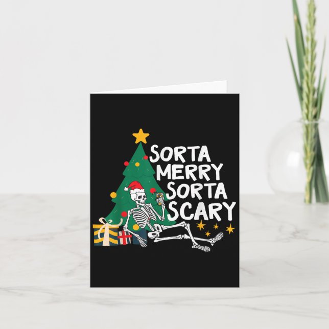 Funny Christmas Sorta Merry Sorta Y Xmas Tree Skel Karte (Vorderseite)