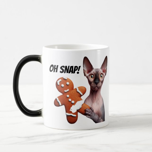 Funny Christmas Sphynx Cat Gingerbread Mann Oh Sna Verwandlungstasse (Links)