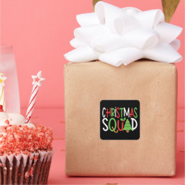 Funny Christmas Squad Familienurlaub Quadratischer Aufkleber