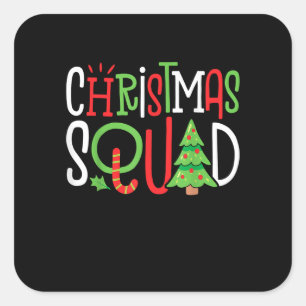 Funny Christmas Squad Xmas Tree Family Matching Pa Quadratischer Aufkleber