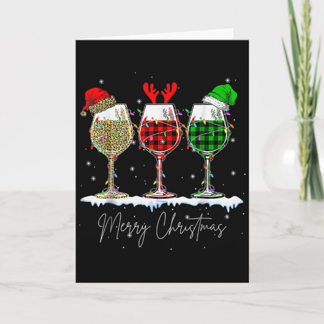 Funny Christmas Srits Gles Of Wine Xmas Holidays P Karte (Vorderseite)