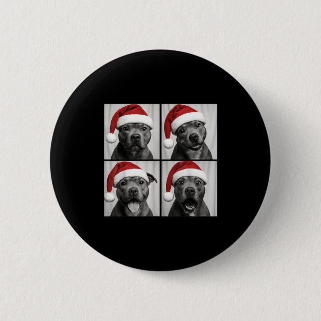 Funny Christmas Staffordshire Bull Terrier Santa P Button (Vorderseite)