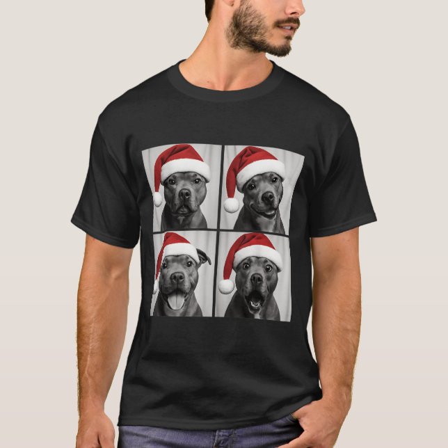 Funny Christmas Staffordshire Bull Terrier Santa P T-Shirt (Vorderseite)