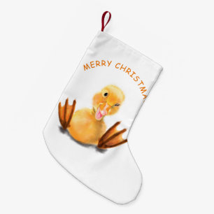 Funny Christmas Strumpf mit Happy Yellow Duck Kleiner Weihnachtsstrumpf