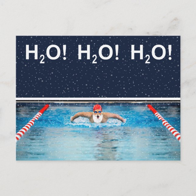 Funny Christmas swimmer Postkarte (Vorderseite)