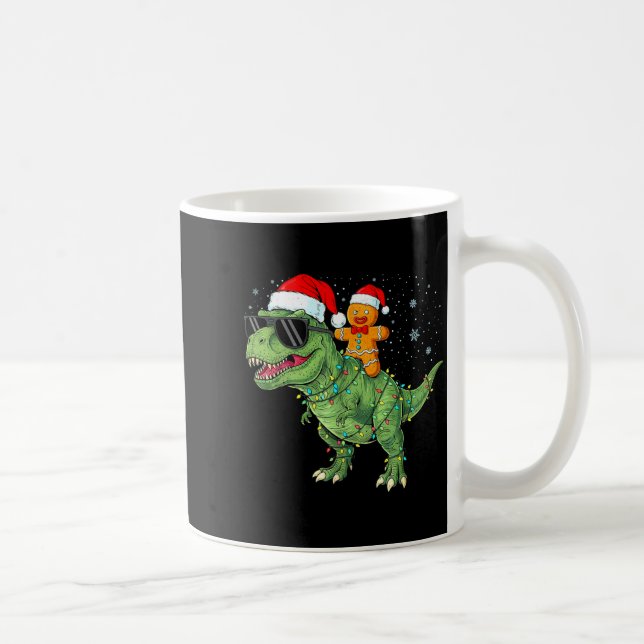 Funny Christmas T Rex Dinosaur Gingerbread Lights  Kaffeetasse (Rechts)
